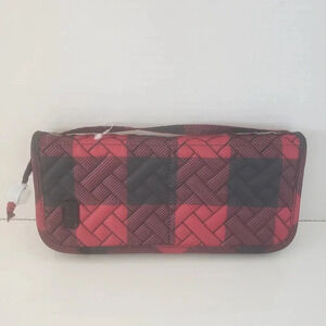 Lug Sleepers Red/Black Buffalo Check Travel Make  Up Brush Holder.